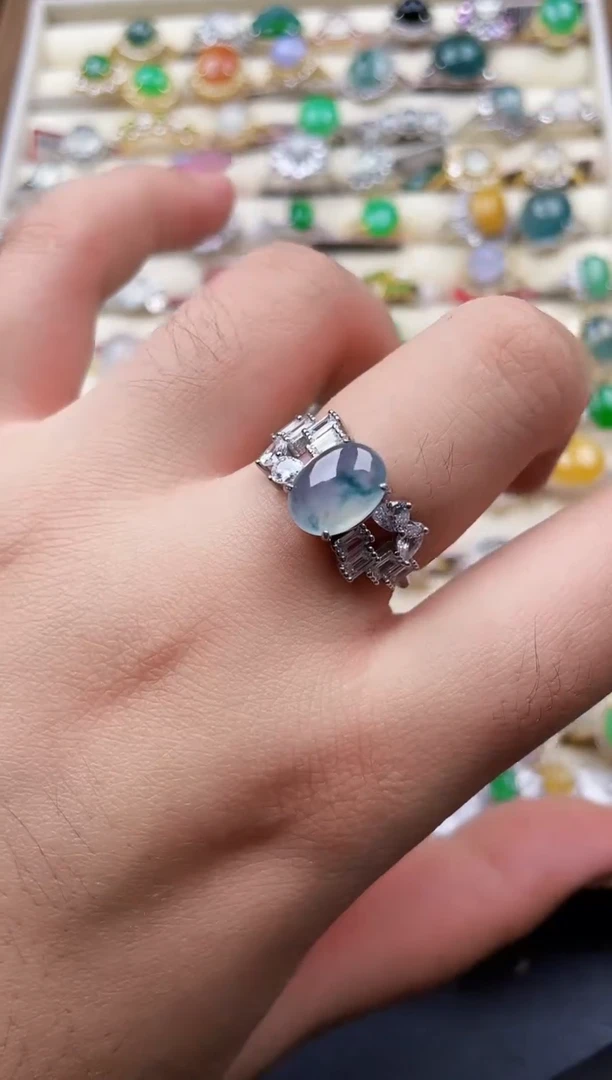 银S925镶嵌戒指翡翠130