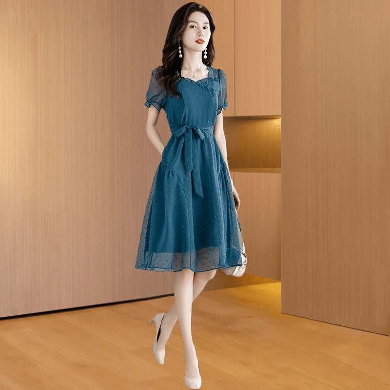 广州十三行爆款连衣裙女夏新款气质减龄名媛女神范高级感轻奢裙子