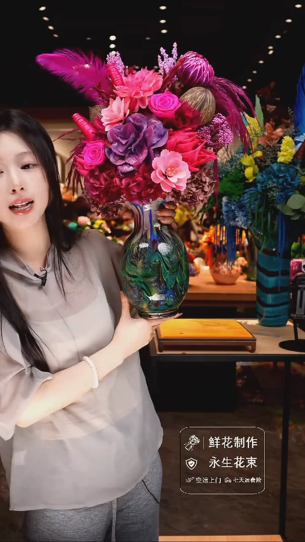 琉璃手工艺品手工花器花束空运包邮送货上门-以图片为准