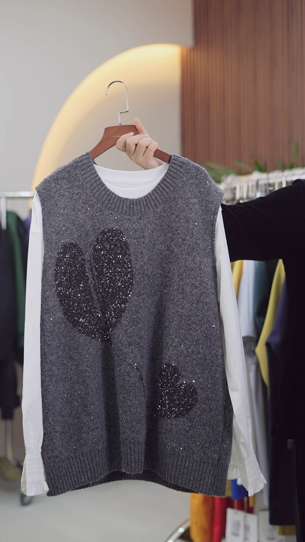 定制针织马甲9727时尚休闲百搭两件套