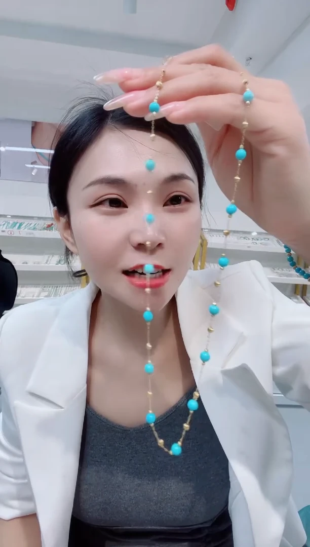 绿松石18K金镶嵌项链发货一件