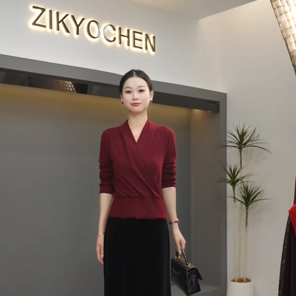 ZIKYOCHEN秋季新款羊毛打底衫气质轻奢显瘦时尚修身上衣女