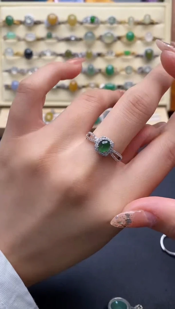 银S925镶嵌戒指翡翠22222222+2