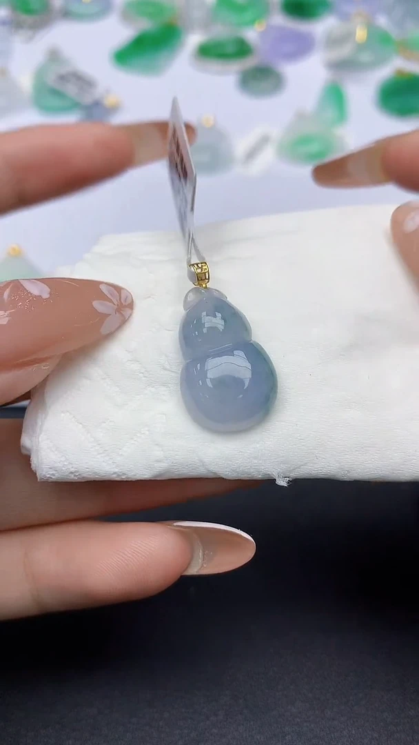 颈饰18K金镶嵌翡翠a货假一赔三支持复检百元上9元证书费自理`