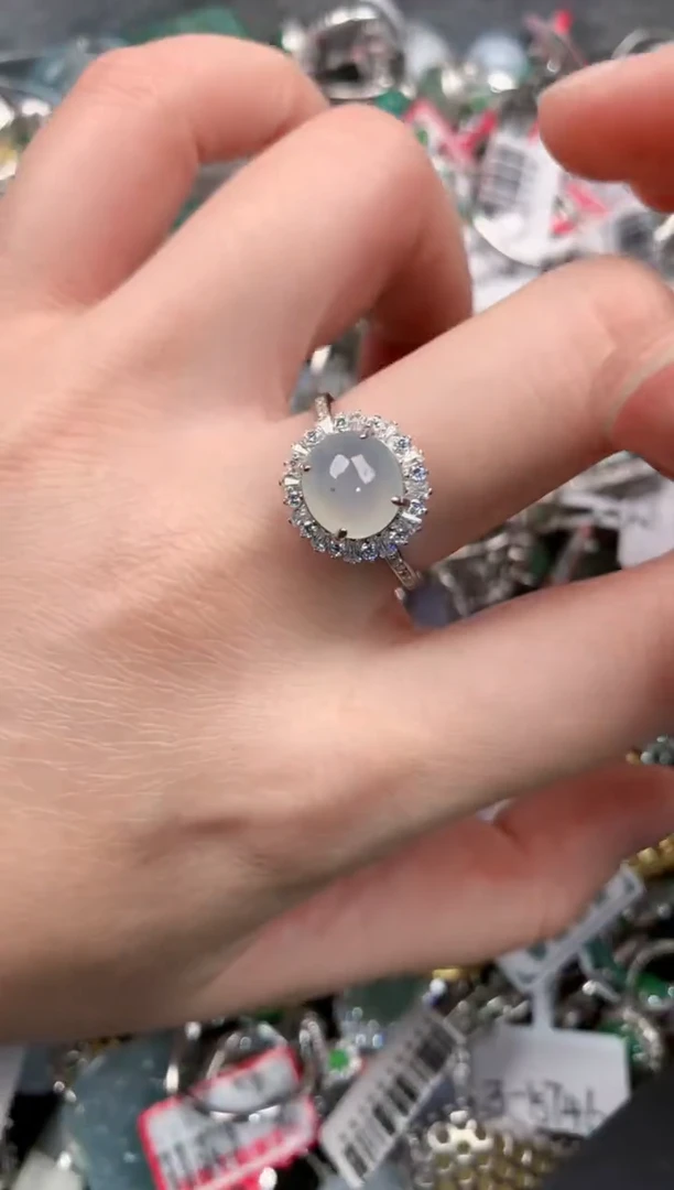 银S925镶嵌戒指翡翠999---2