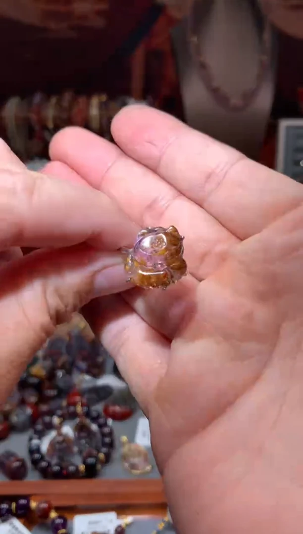 未镶嵌珠宝半成品水晶极光紫钛