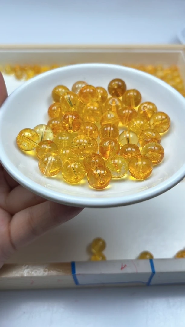 水晶珠宝半成品未镶嵌B1004黄水晶10mm5颗9.9元