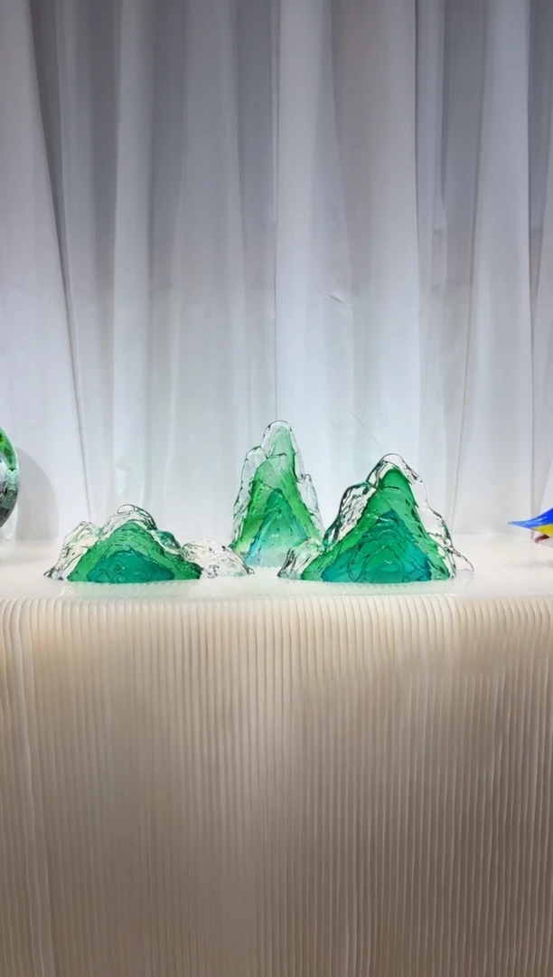 摆件璨石美学翡翠山一组艺术摆件
