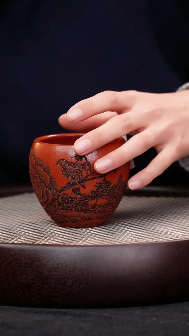 茶壶紫砂宜兴紫砂壶牡丹杯