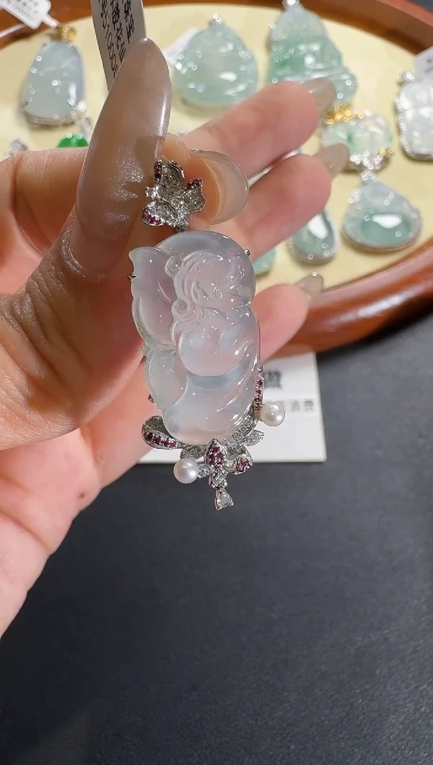 【闪购商品】翡翠吊坠(不含链)18K金镶嵌【源头工厂】钻石镶嵌