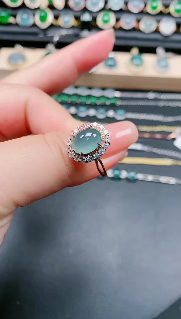 翡翠戒指银S925镶嵌111111