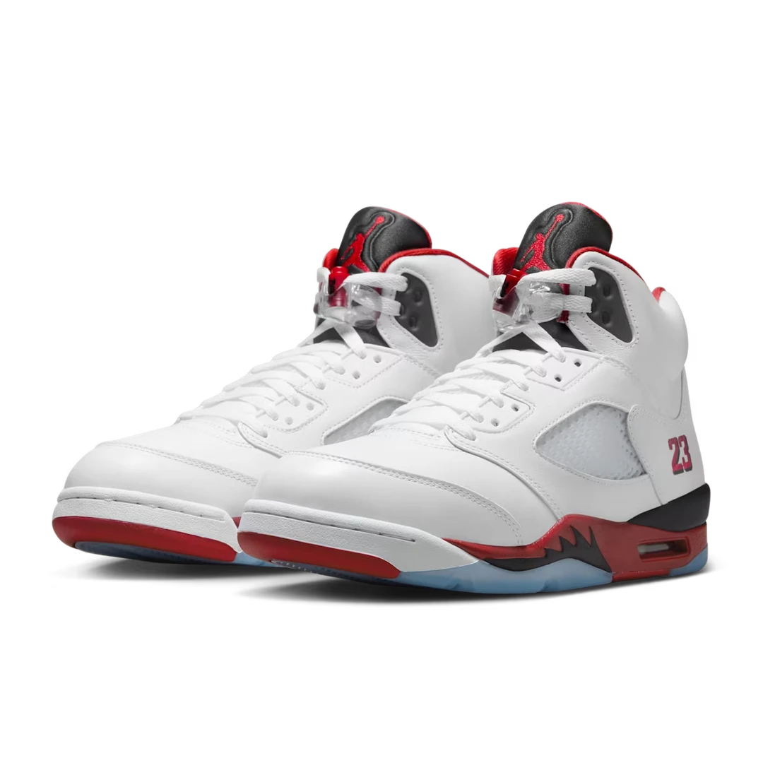 NIKE Air Jordan 5 Retro 休闲百搭 高帮篮球鞋 白红 HQ7978-101