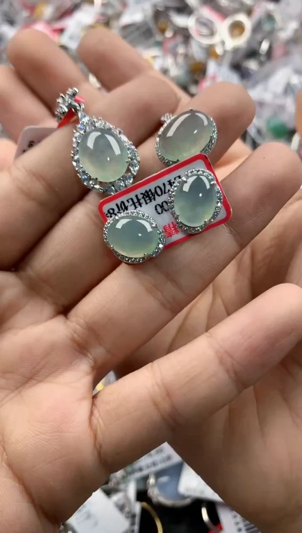 银S925镶嵌戒指翡翠11             8