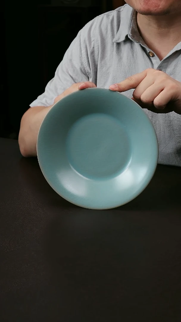 其他汝官窑偏蓝折腰盘~s~39