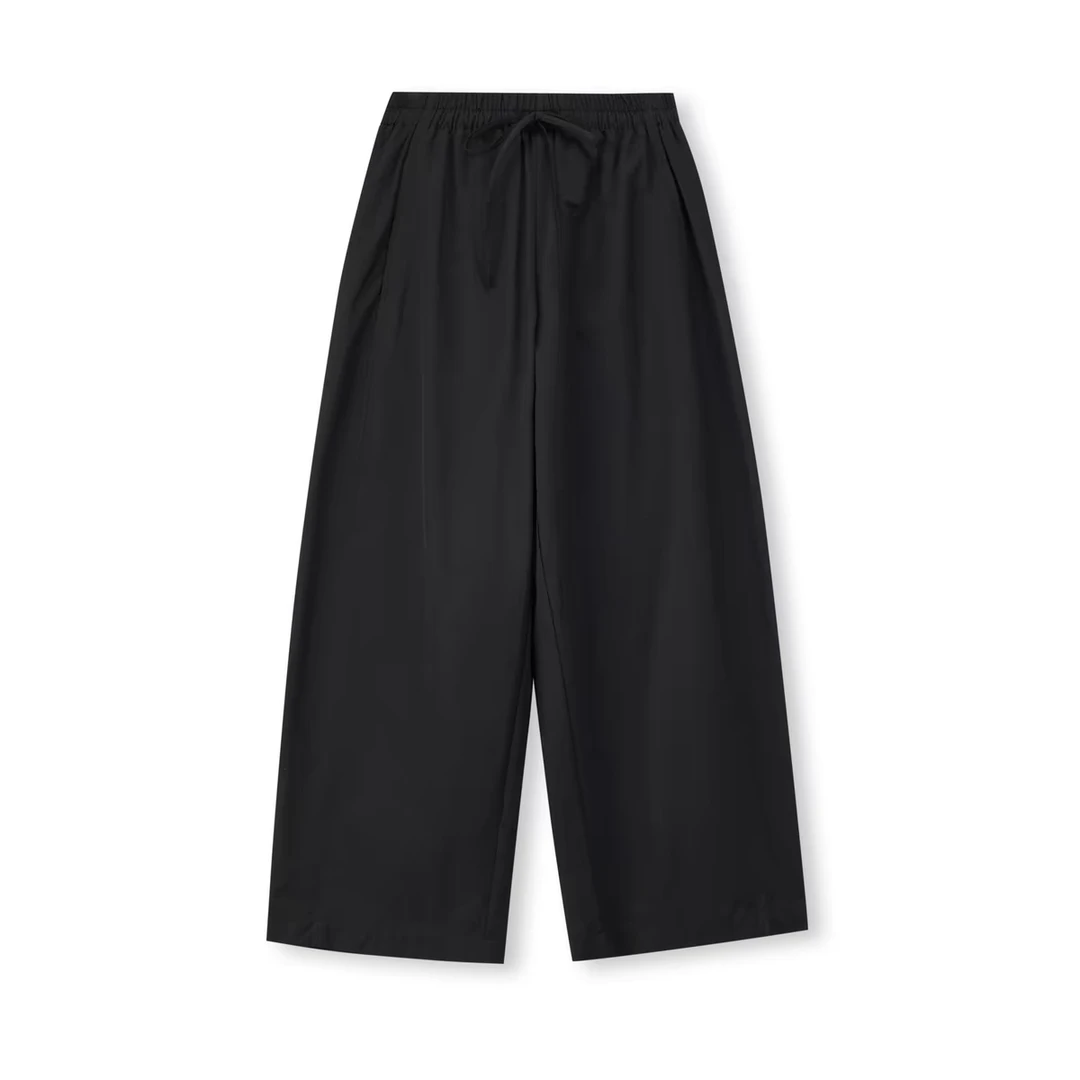 【棉质九分裤】 系带抽绳 ~小个子友好~ 黑色~