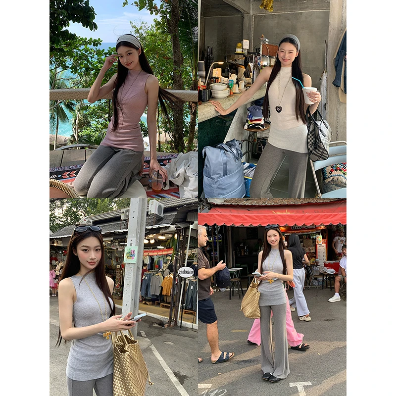 【初夏背心】夏季修身纯色针织背心显瘦休闲时尚无袖打底2024-508