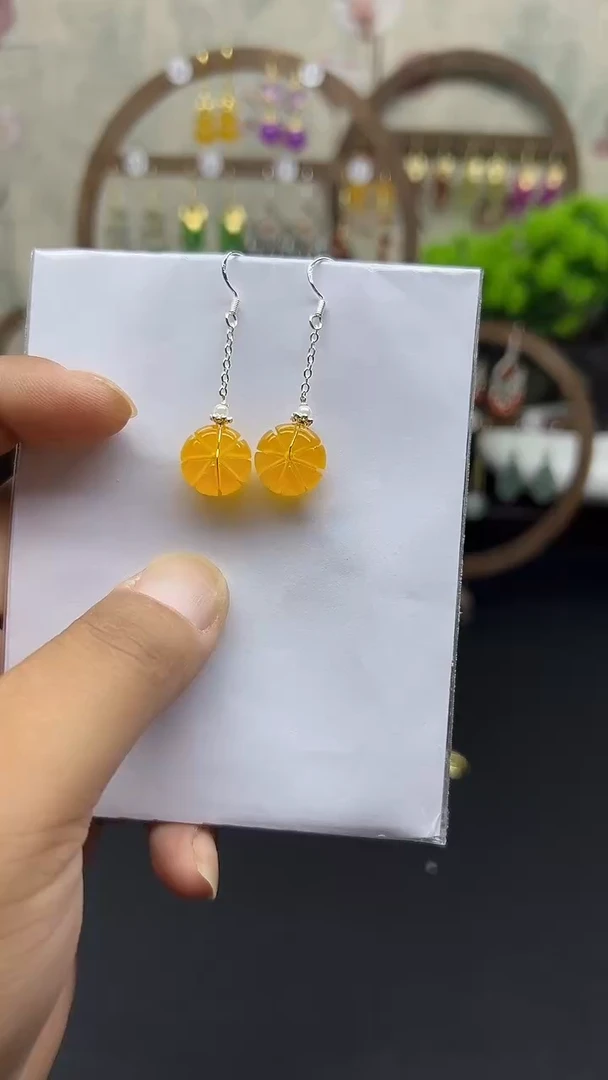 银S925镶嵌耳饰玛瑙/玉髓063