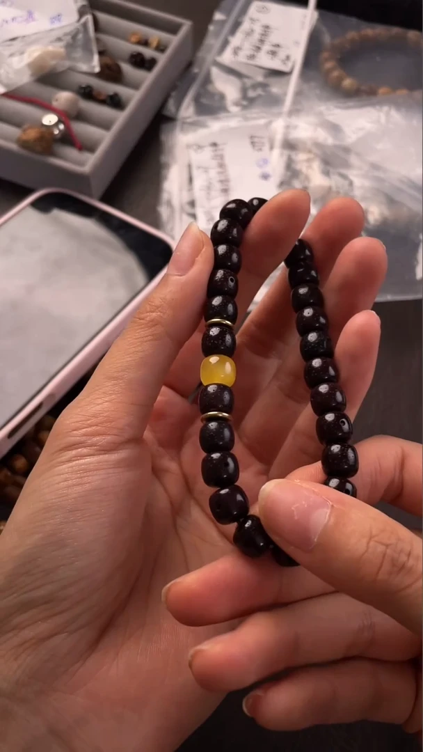 星月菩提手串精工级朱砂供桶珠ml9*8手串