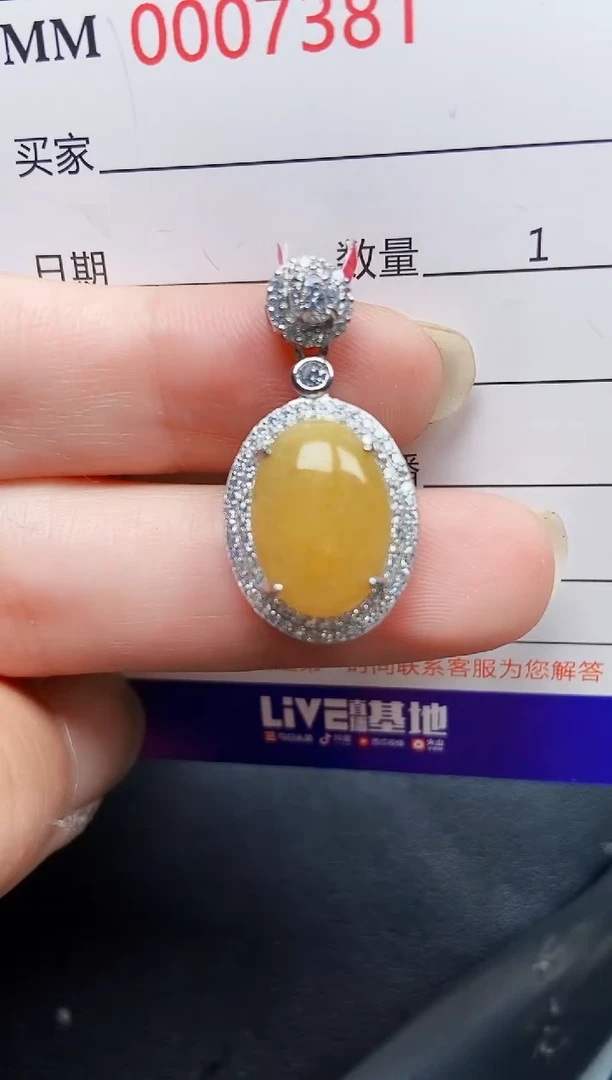 翡翠银S925镶嵌颈饰7381