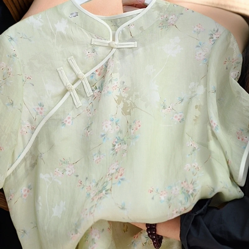 【青时】大码旗袍长款连衣裙胖MM中式连衣裙宽松遮肚子高端显瘦025