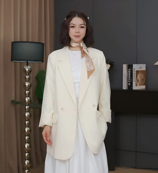 毛毛姐高端西装外套2025早春通勤气质满天星小西服