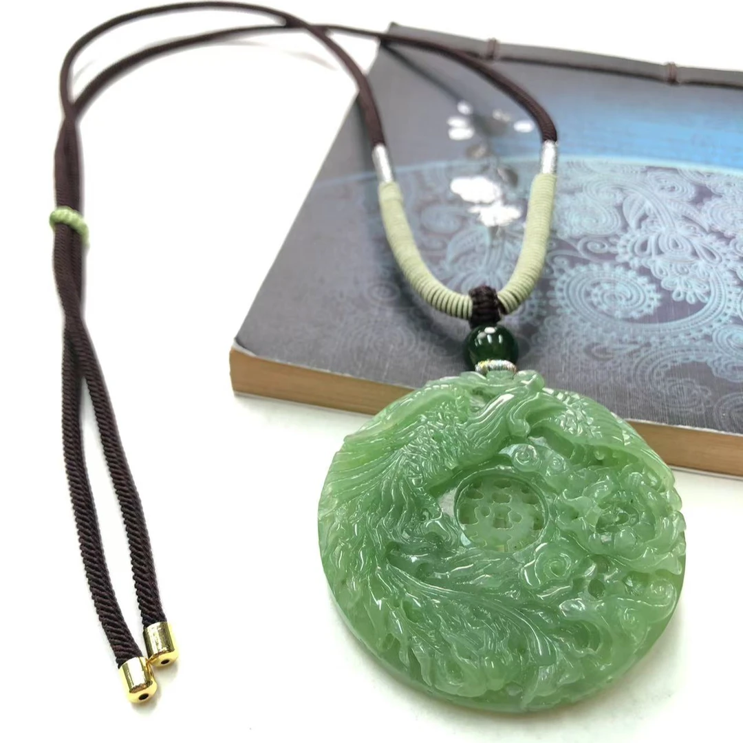 和田玉苹果绿凤凰设计项链16