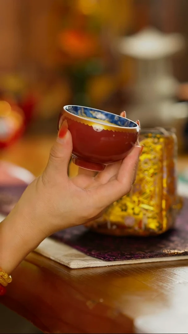 故宫红圆融杯+茶包