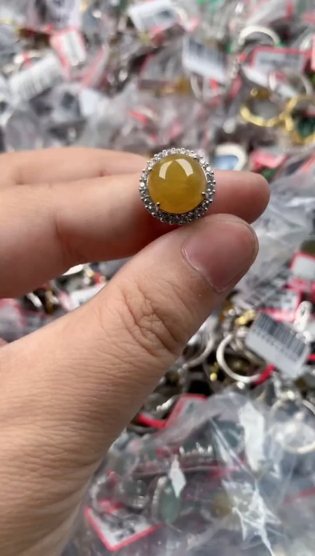 银S925镶嵌戒指翡翠1010---7