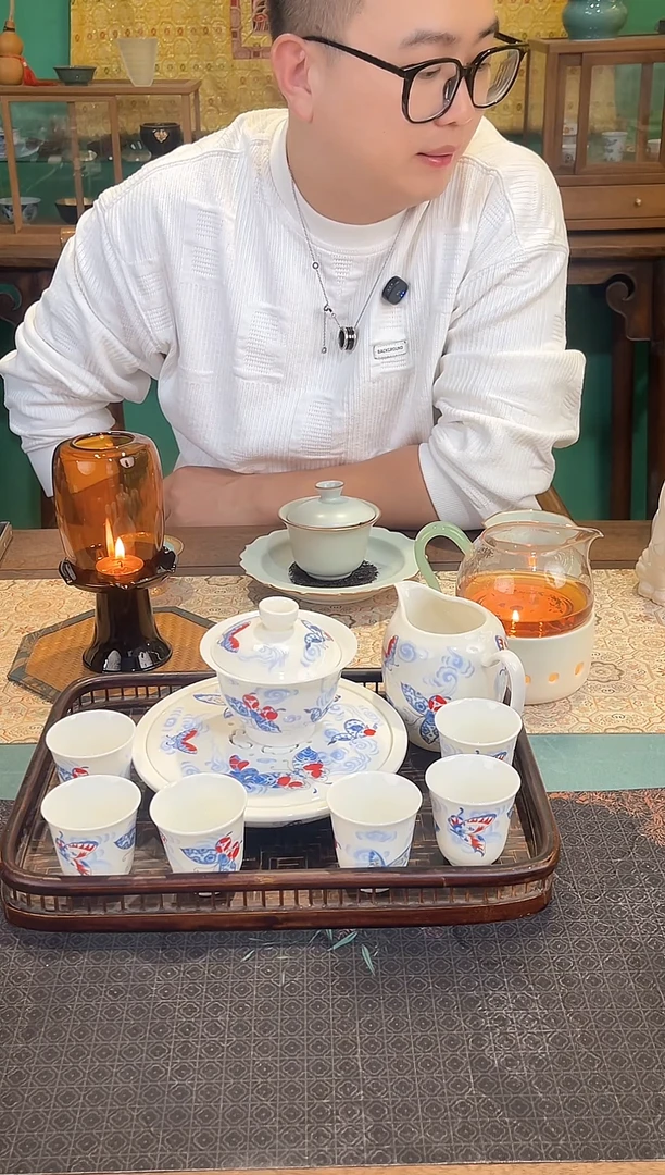 工厂直播间，蝴蝶干泡茶具套装9件套