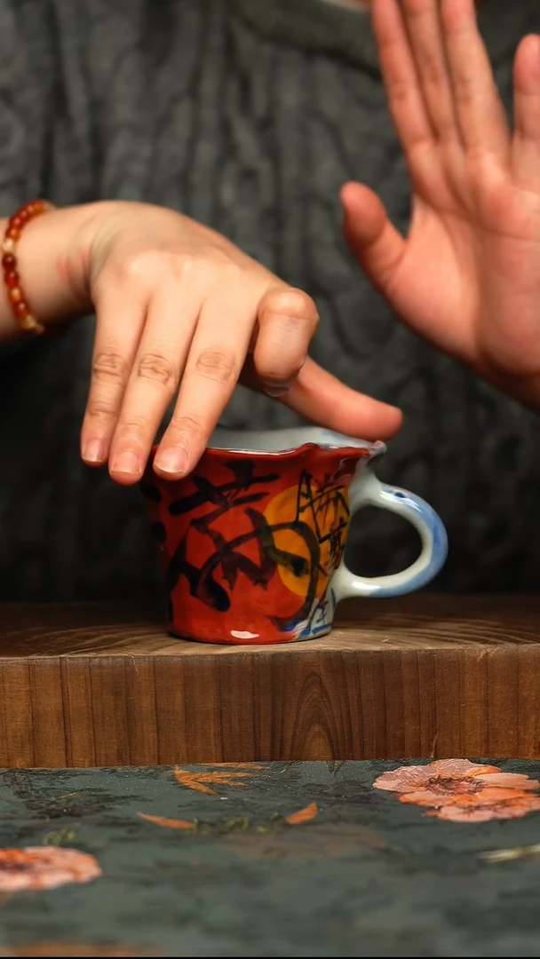 杯釉下彩手工手绘同款陶器