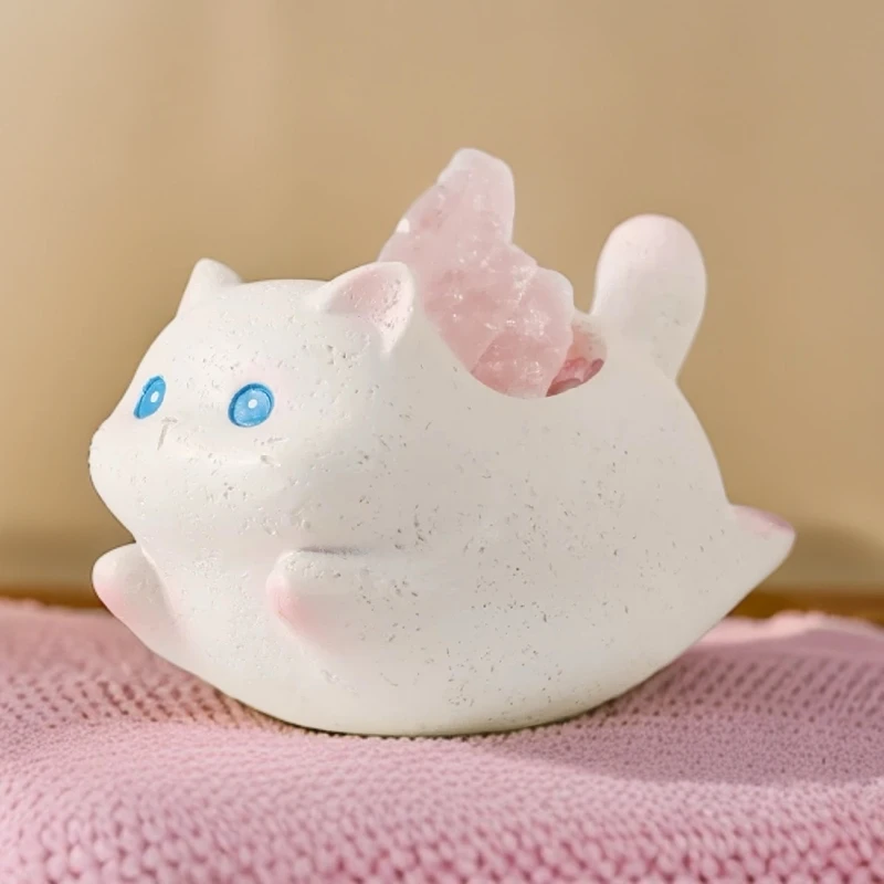 【嘉一珠宝】天然水晶猫猫摆件（链接可选）