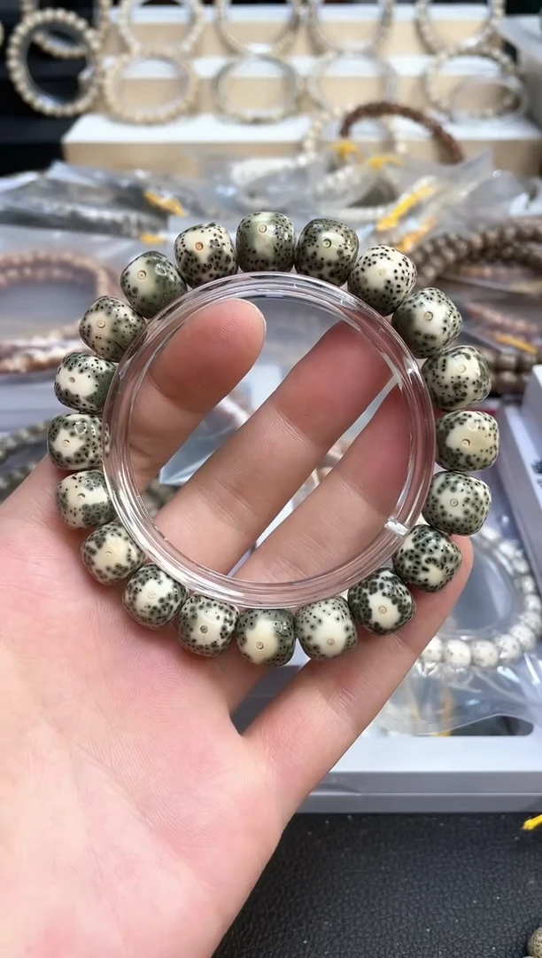 星月菩提手串原生态石玉料青花大眼12*11