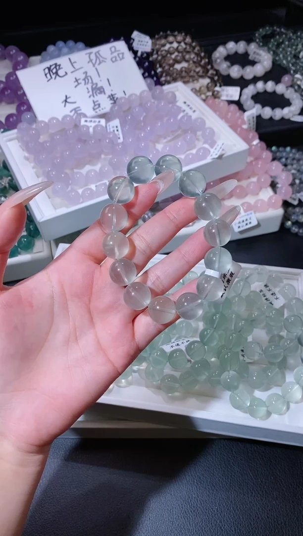 手链未镶嵌萤石624.1薄荷曼波绿萤石手串 微色差 多样性发其一