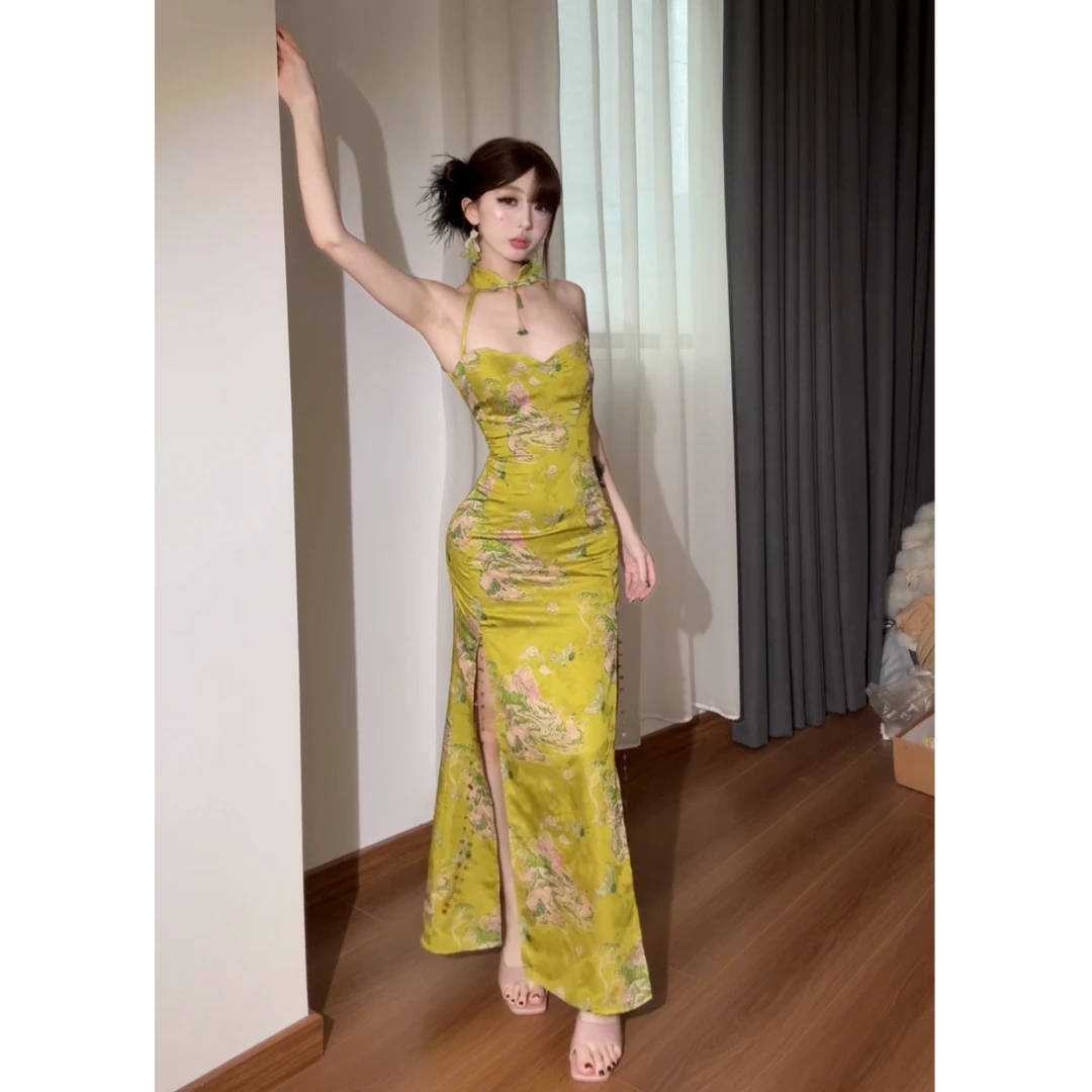 小莹【青梅煮酒】复古纯欲旗袍性感气质优雅长裙 LXYJL514