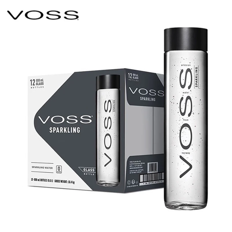 【整箱】挪威进口玻璃瓶800ml芙丝voss矿泉水高端矿泉水气泡水