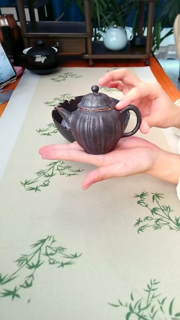 铁锈釉窑变 仿古壶 +同款壶承