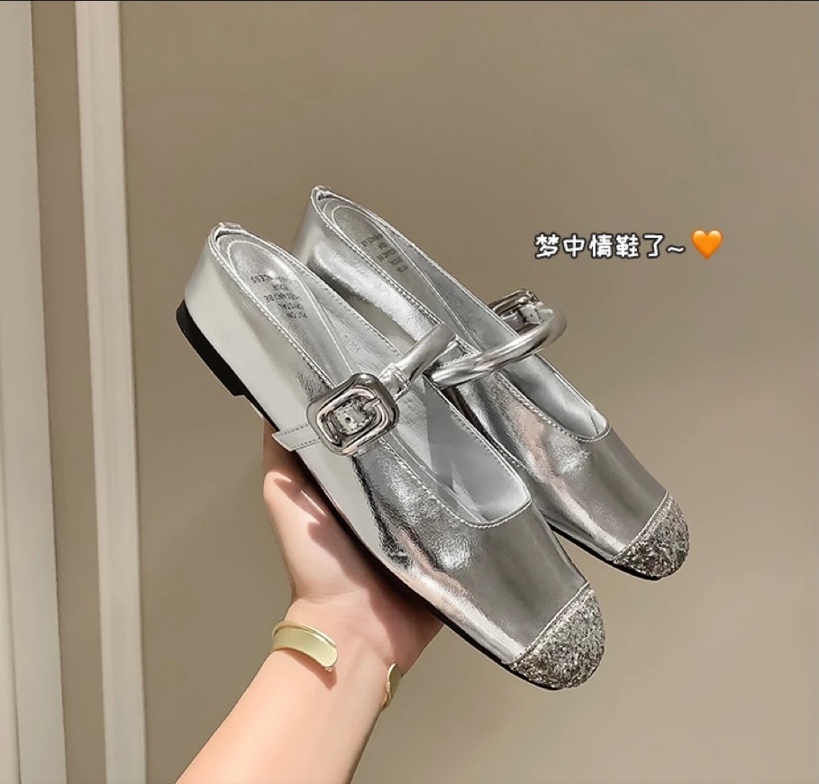 2025春季新款精致贵玛丽珍百搭羊皮水钻内增高时装鞋MK697