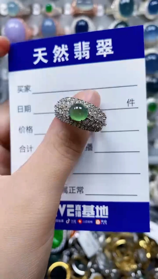翡翠戒指银S925镶嵌594
