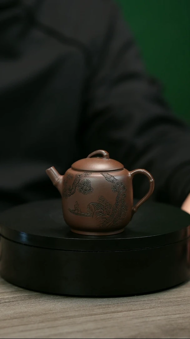 茶壶紫砂梳*H1500周卓琴刻绘竹瓜