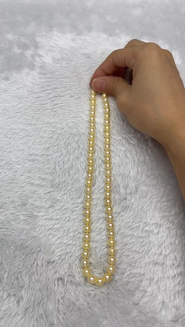 项链银S925镶嵌海水珍珠AK羽皇金7-7.5mm