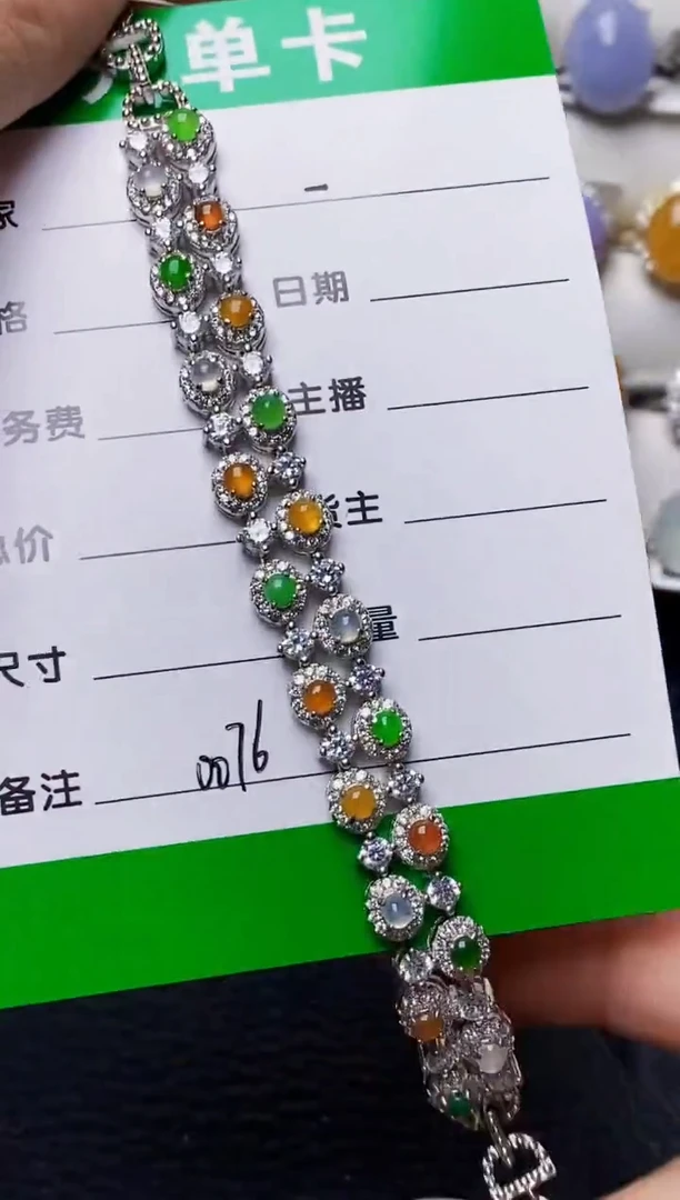 银S925镶嵌戒指翡翠蓝*0076