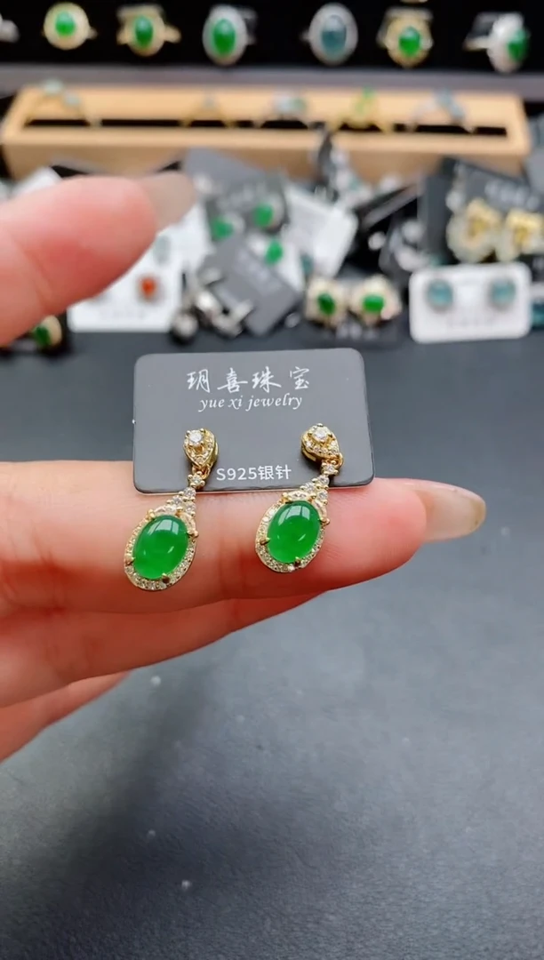 银S925镶嵌戒指翡翠1