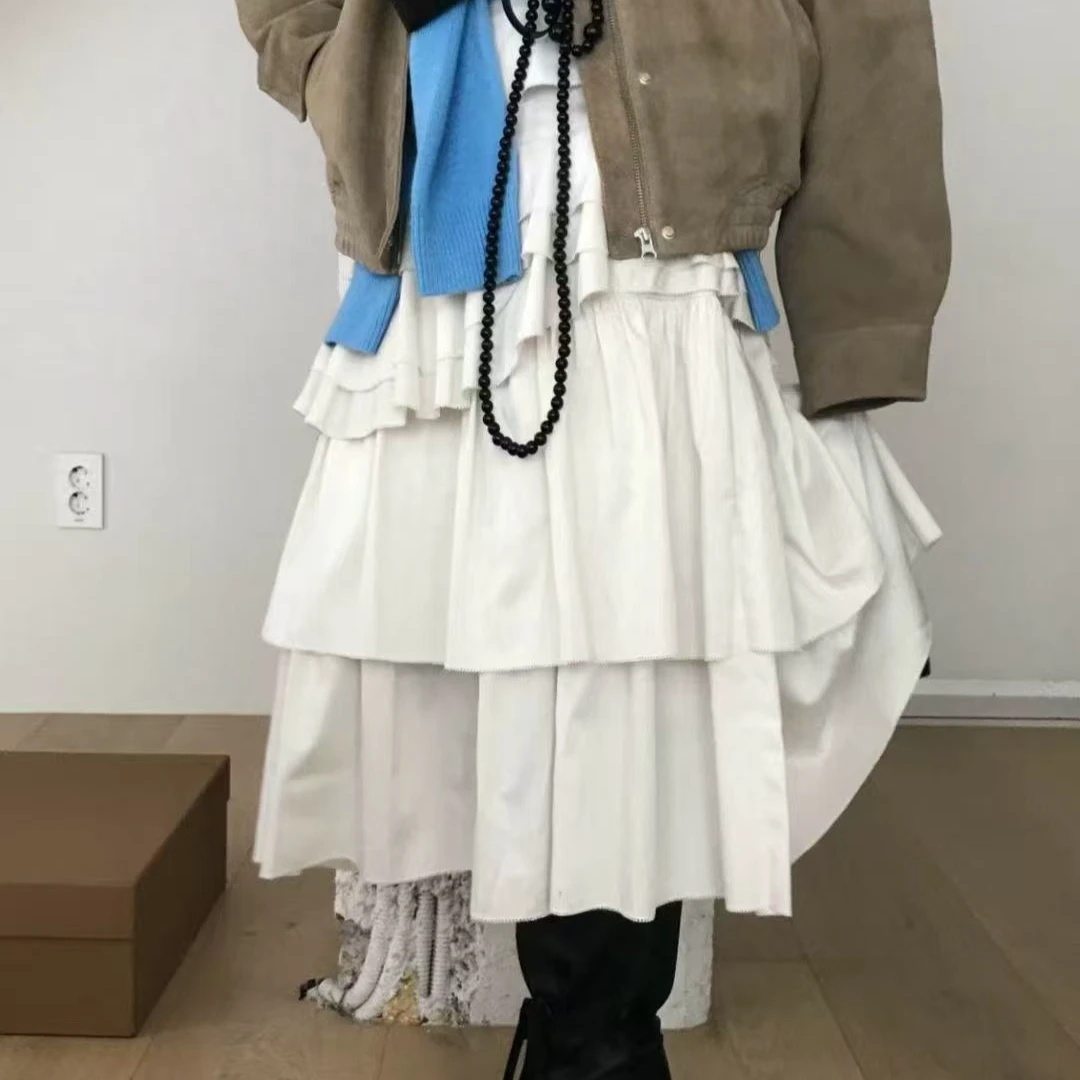 apM【LYSM】韩国东大门设计感ins风压褶花边蛋糕裙半身裙荷叶边裙子
