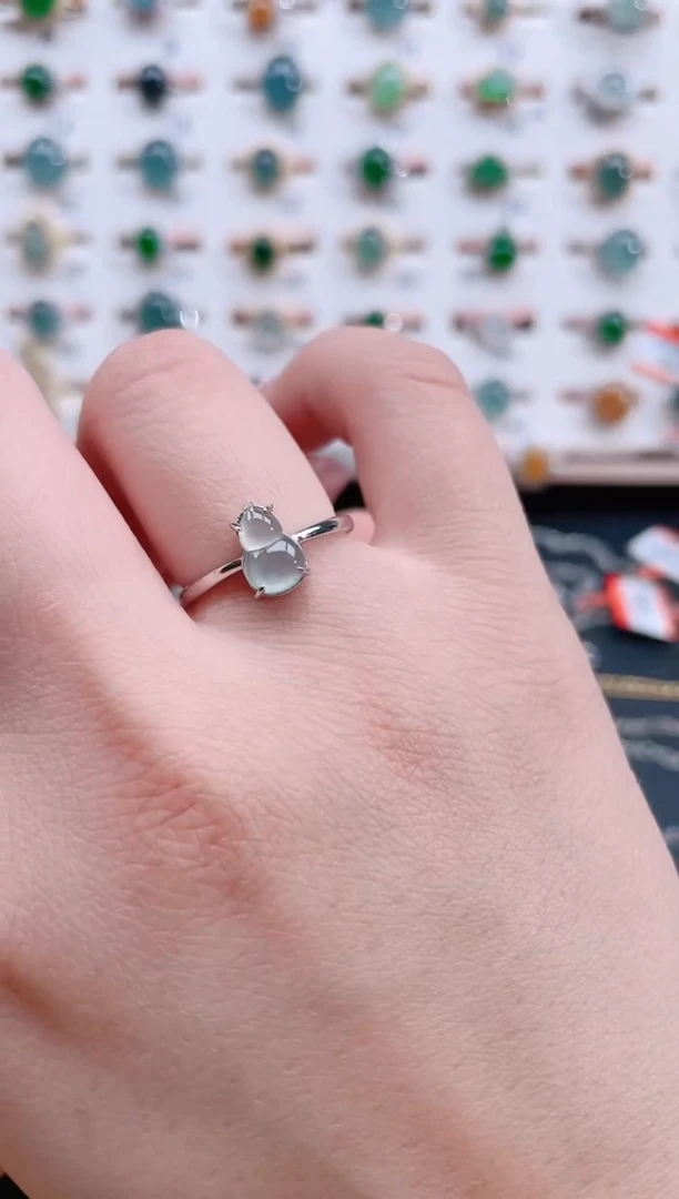 银S925镶嵌戒指翡翠天然翡翠