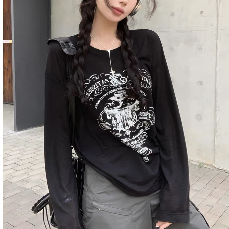 夏季莱赛尔天丝雪花棉慵懒韩系法式糕点印花宽松长袖空调罩衫8016