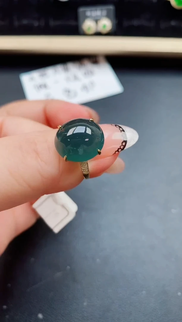 翡翠戒指银S925镶嵌0850