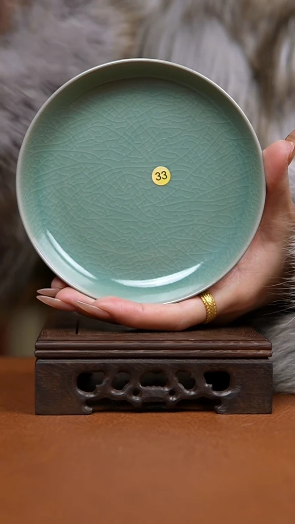碟仿古翡翠绿釉凤华碟一级