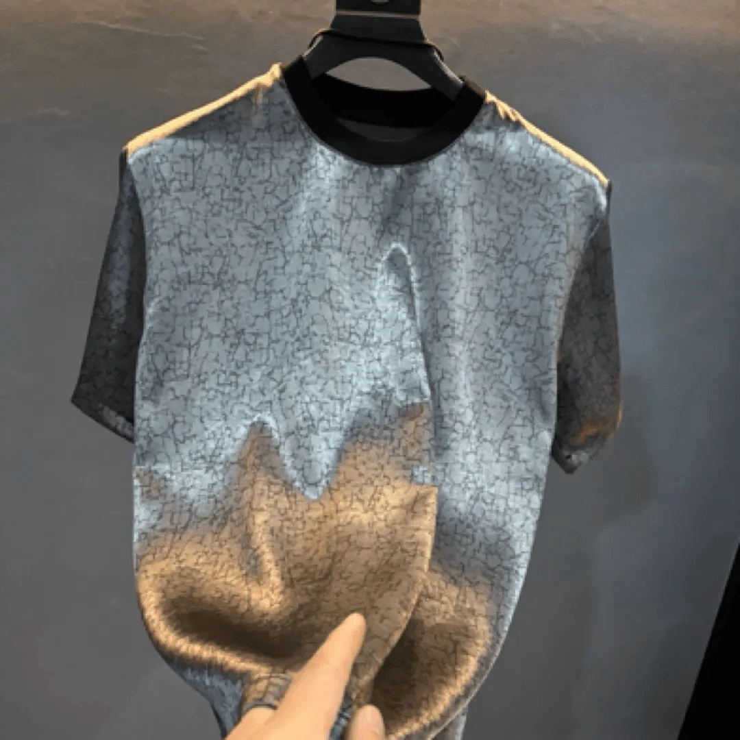 2025男装半袖圆领夏季时尚短袖新款圆领休士潮流纯色修身潮牌