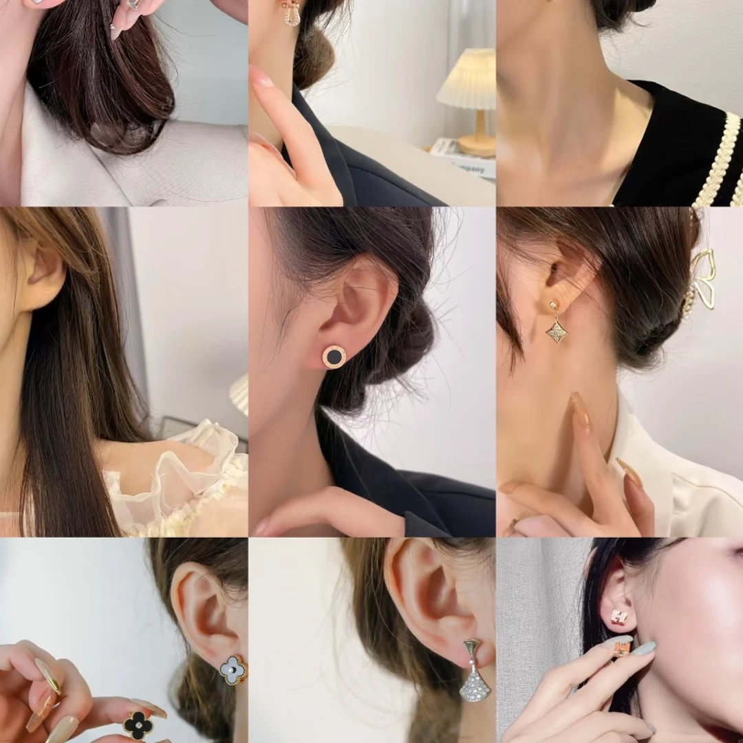 #三男孩专享#005百搭耳钉耳坠钉子耳钉黑饼双C耳环