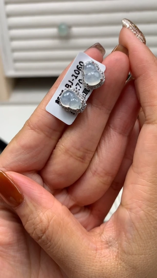 银S925镶嵌戒指翡翠长***手耳饰